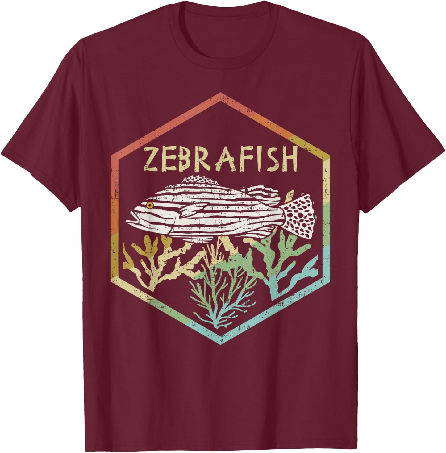 Cool Retro Zebra Fish Silhouette Gift Design Idea design T-Shirt - T-Shirt | Maroon