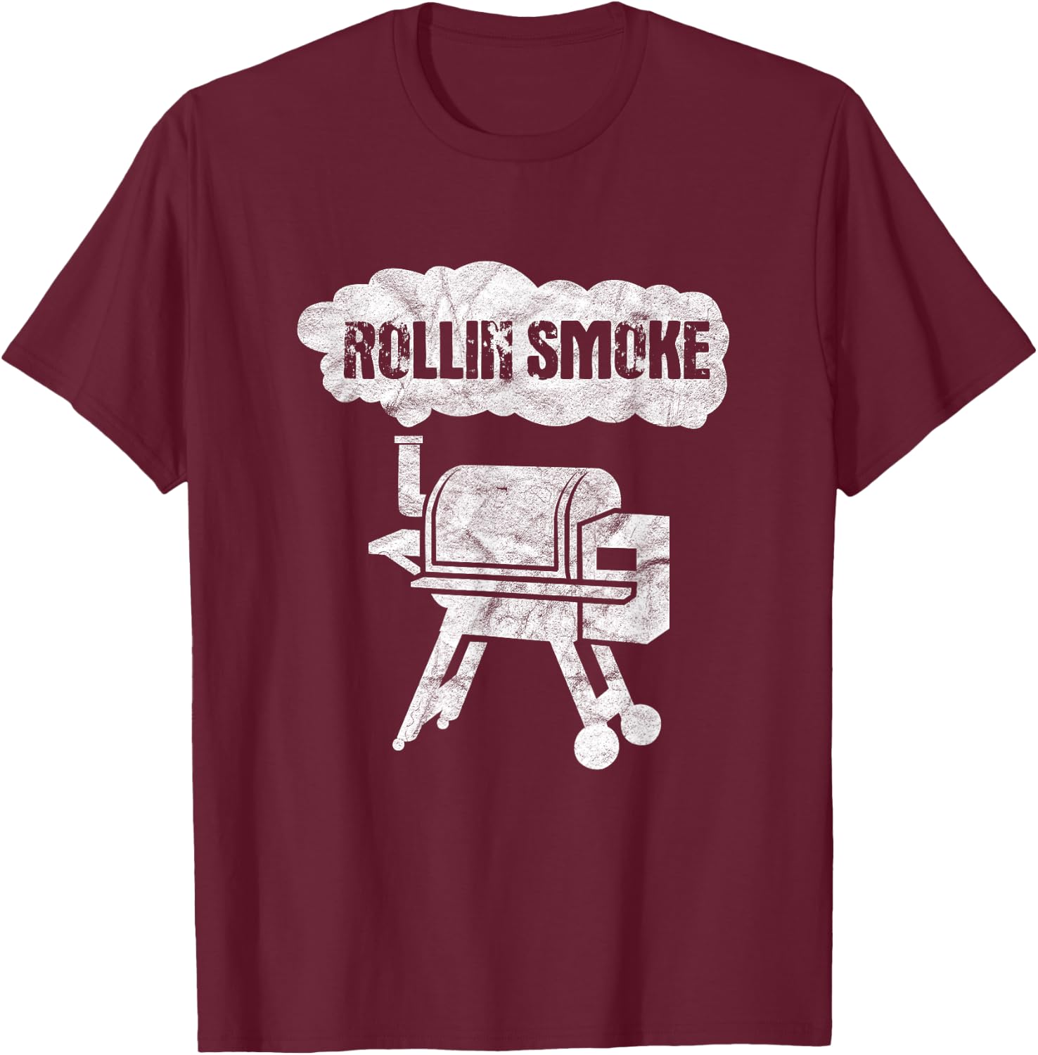 BBQ Barbecue Grill Grilling Funny Rollin Smoke T-Shirt - T-Shirt | Maroon