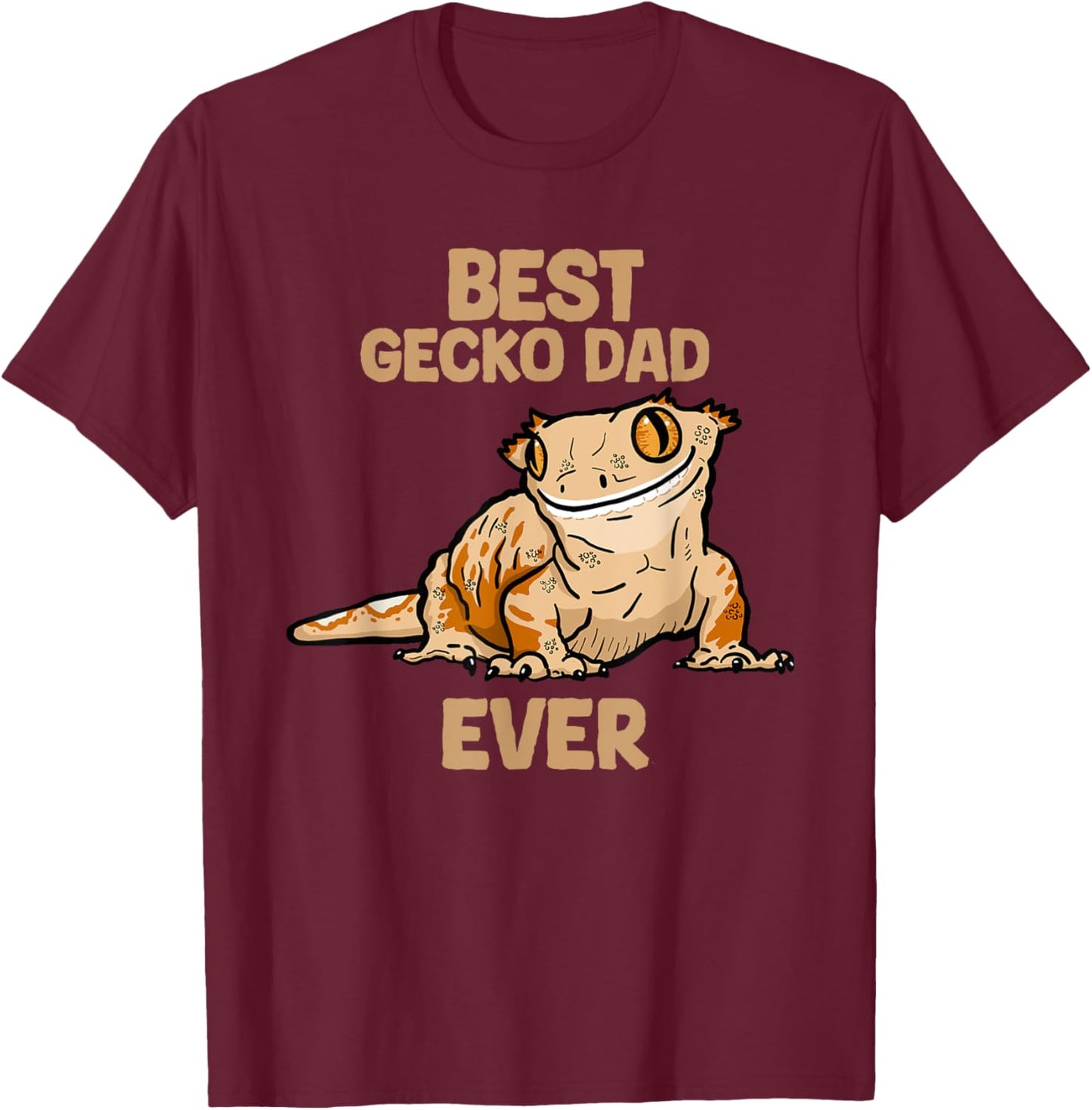 Father's Day Best Gecko Dad Ever Crested Gecko T-Shirt - T-Shirt | Maroon