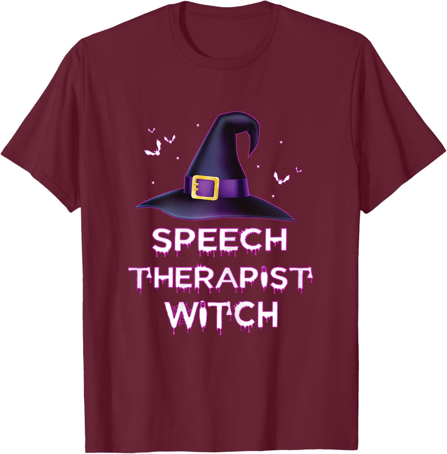 Spooky Speech Therapist Witch Halloween Costume 2023 T-Shirt - T-Shirt | Maroon