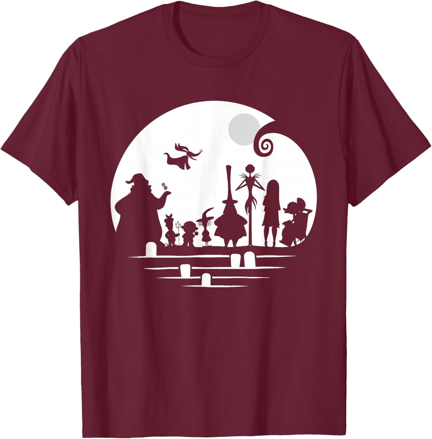 Disney The Nightmare Before Christmas Character Silhouette T-Shirt - T-Shirt | Maroon