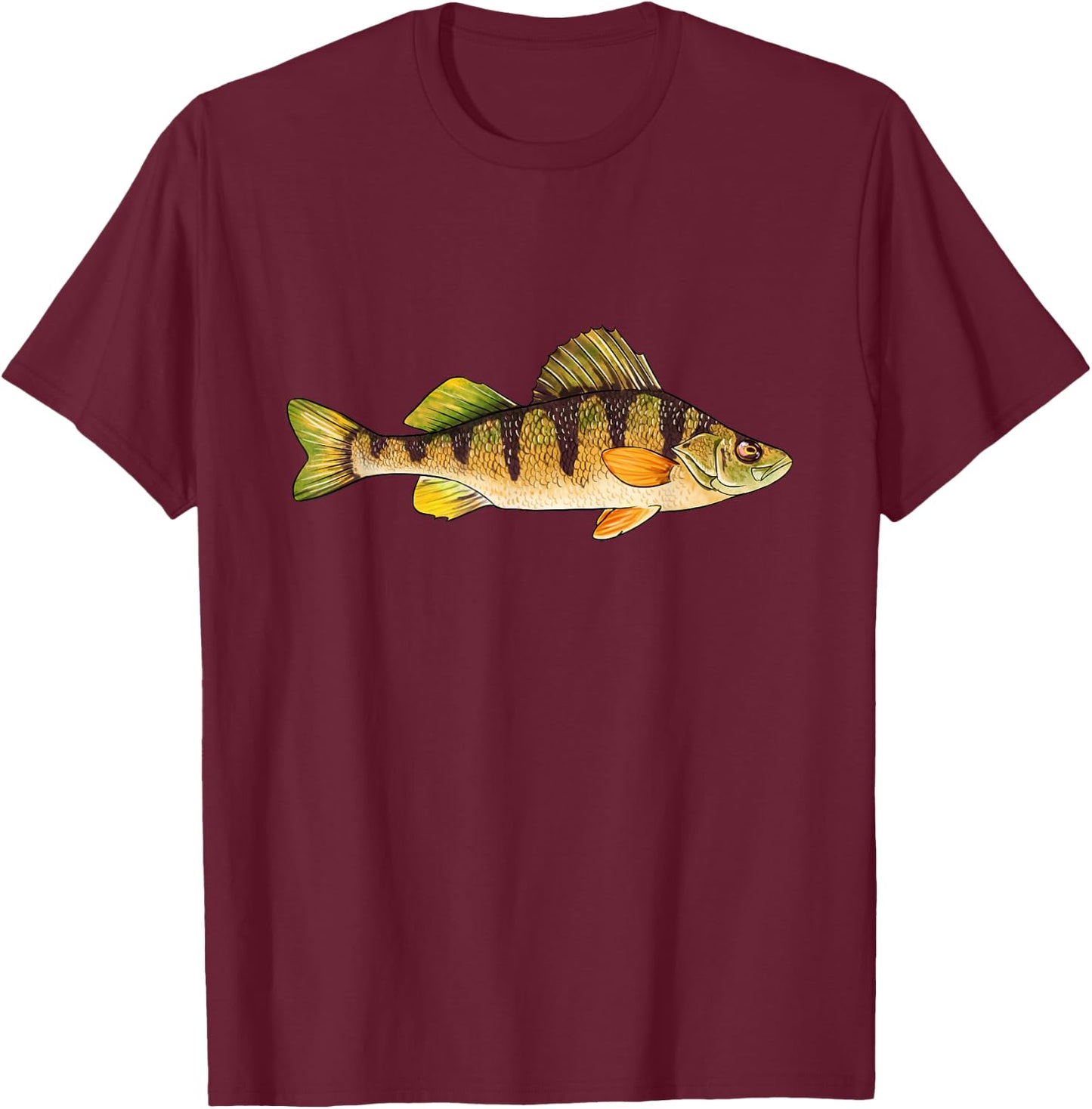 Funny Yellow Perch Fishing Freshwater Fish Angler Gift T-Shirt - T-Shirt | Maroon