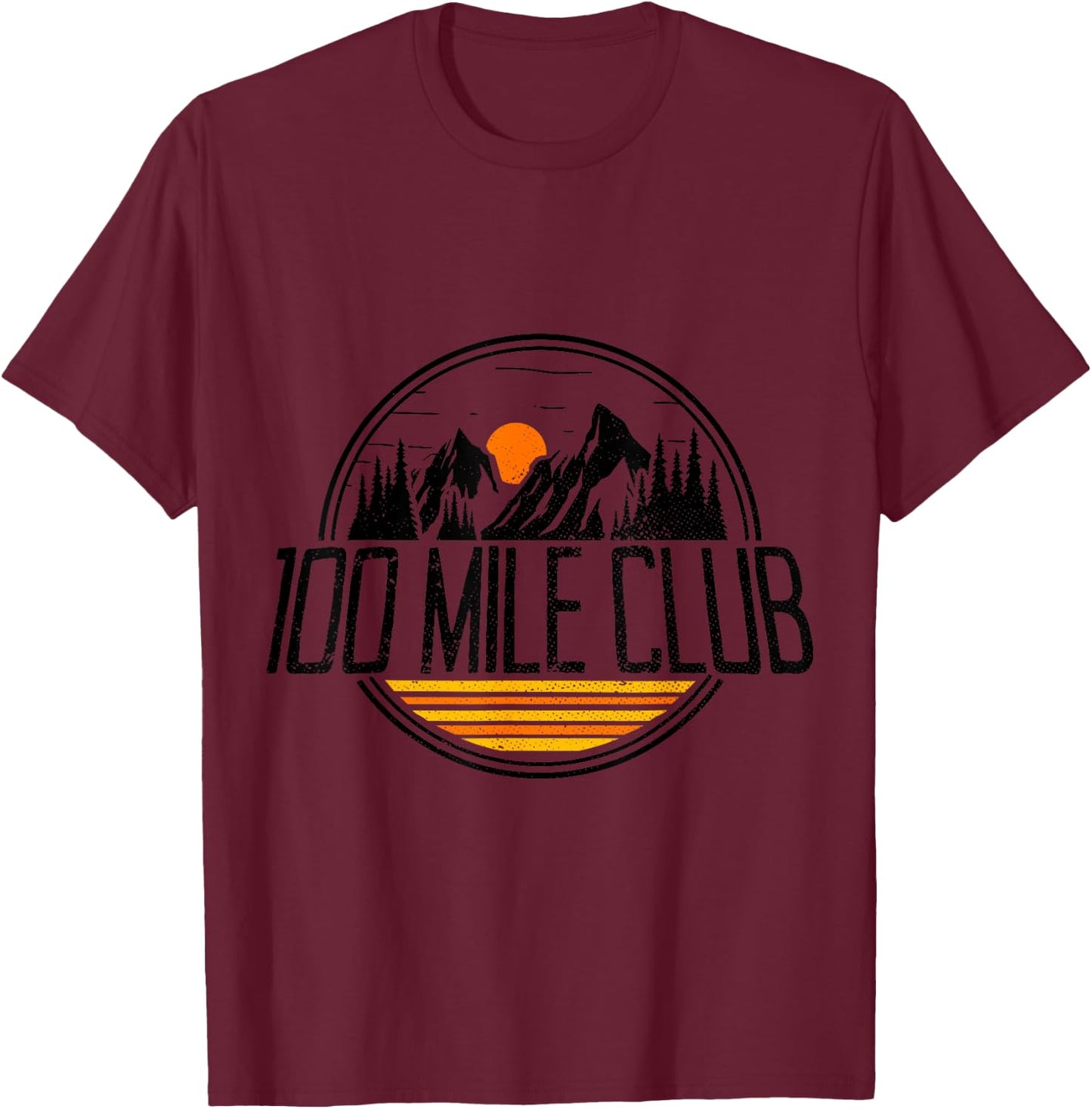100 Mile Club Run Adventure Fell Ultra Run Trail Running T-Shirt - T-Shirt | Maroon