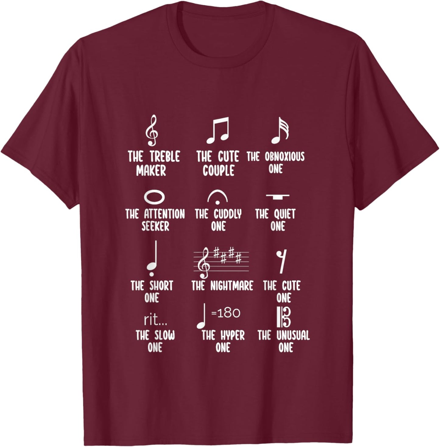 Musical Note Shirt Funny Musician Music Symbols Definition T-Shirt - T-Shirt | Maroon