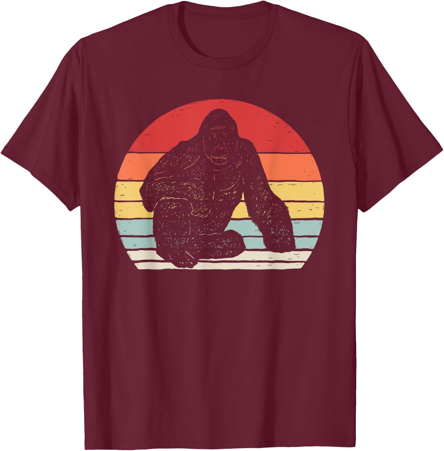 Vintage Retro Gorilla T-Shirt - T-Shirt | Maroon