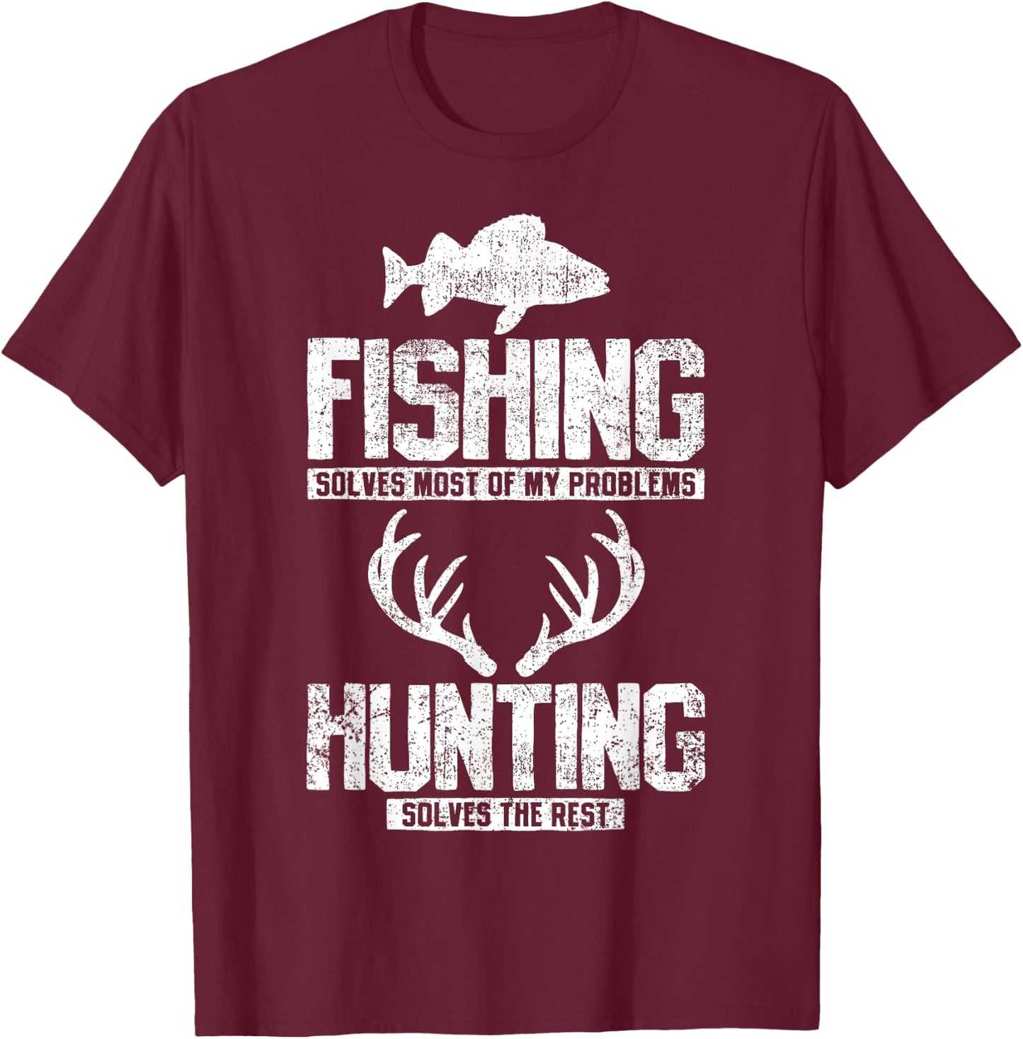 Fishing Hunting T-Shirt - T-Shirt | Maroon