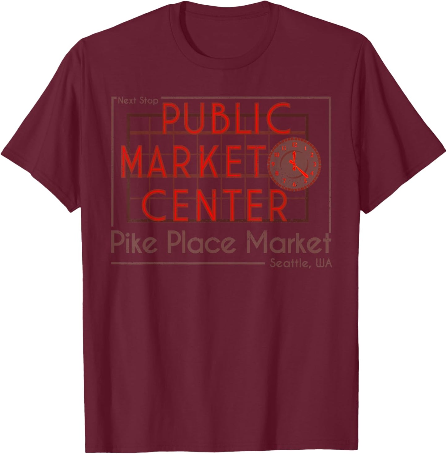 Public Market Center Seattle Next Stop Vintage Gift T-Shirt - T-Shirt | Maroon