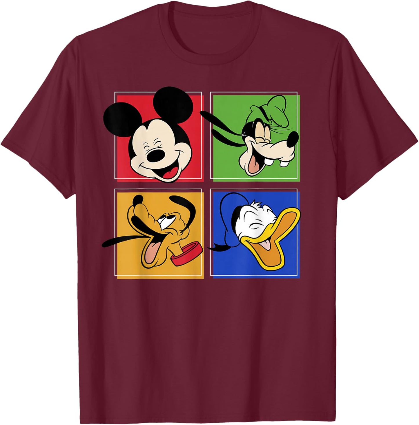 Disney Mickey And Friends Group Shot Box Up T-Shirt - T-Shirt | Maroon