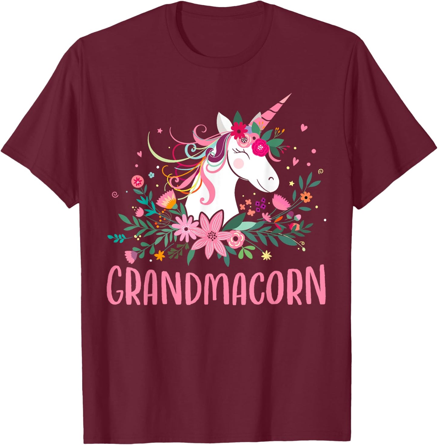 Grandmacorn Unicorn Grandma T-Shirt - T-Shirt | Maroon