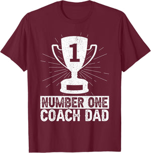 Number One Coach Dad Coach Daddy T-Shirt - T-Shirt | Maroon