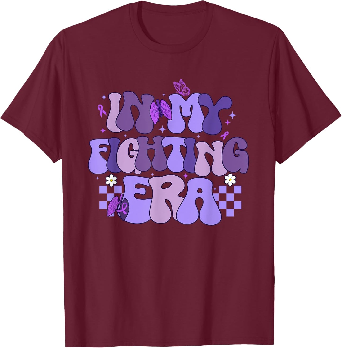 In My Fighting Era Cystic Fibrosis Awareness Month T-Shirt - T-Shirt | Maroon