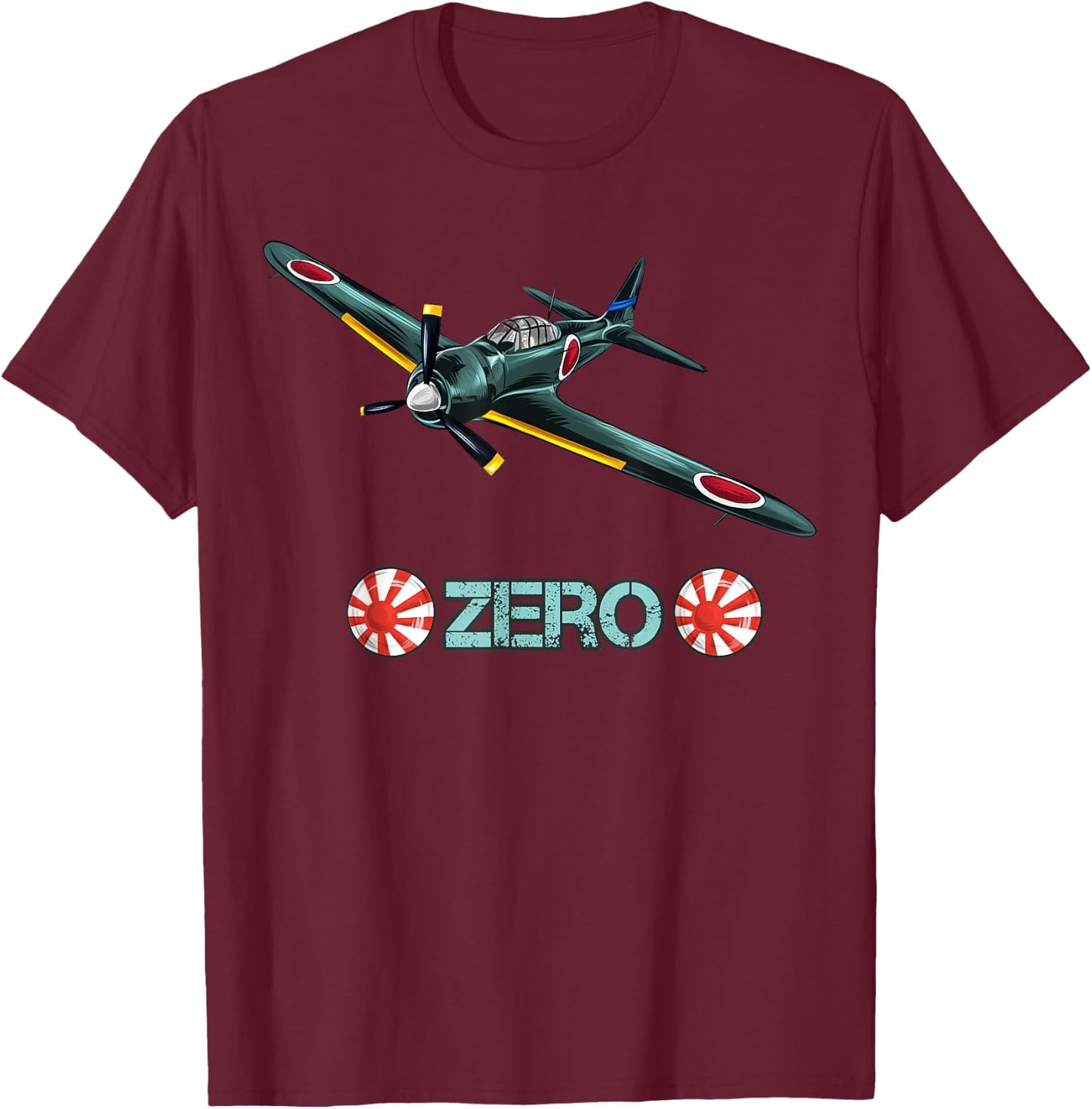 World War 2 Japanese Fighter Plane Zero T-Shirt - T-Shirt | Maroon
