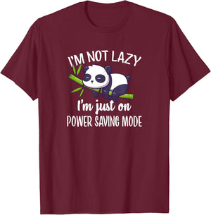Cute Kawaii Kids Napping Not Lazy Power Saving Panda T-Shirt - T-Shirt | Maroon