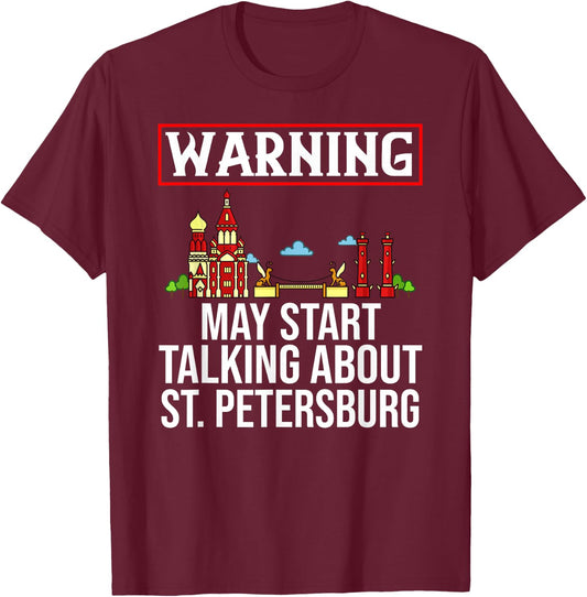 St. Petersburg Russia City Skyline Map Travel T-Shirt - T-Shirt | Maroon