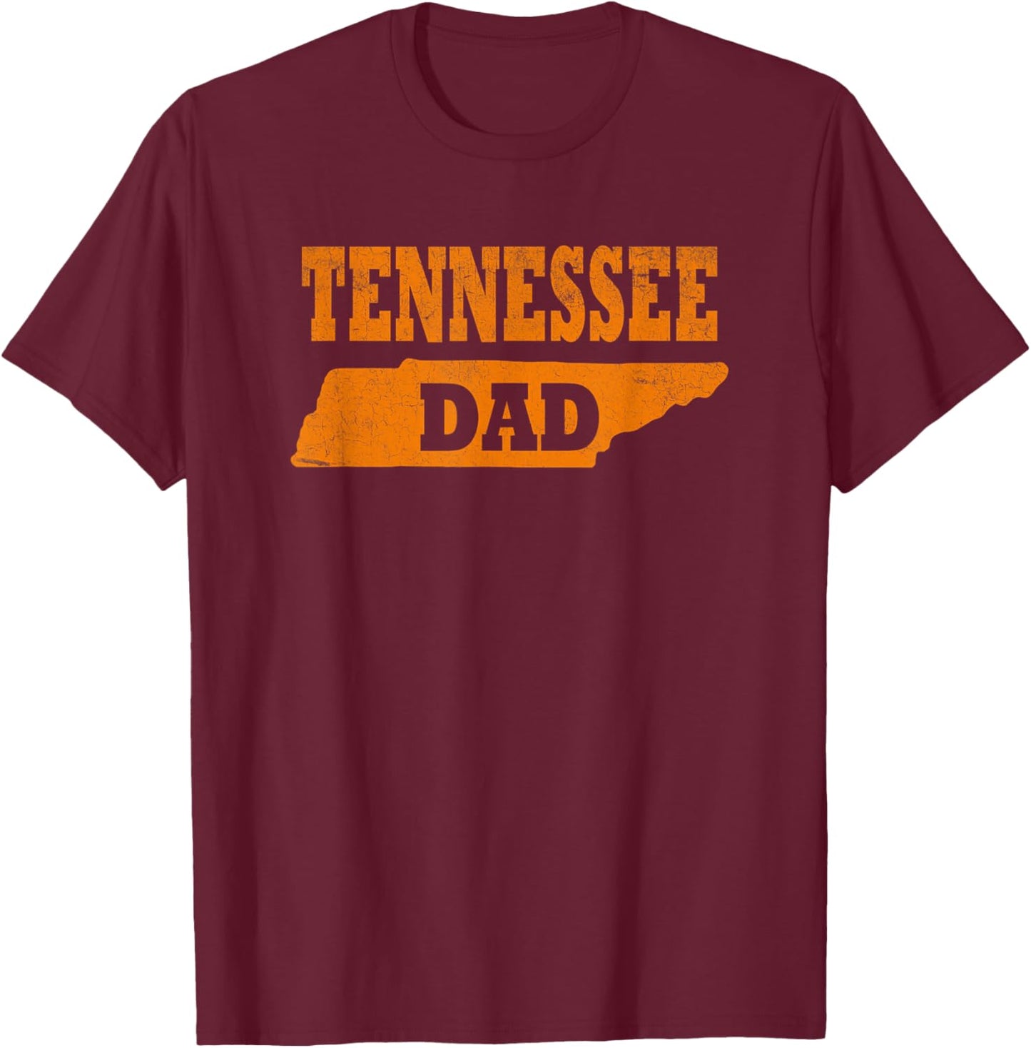 Tennessee Dad. Retro Tennessee TN Orange Vintage Design , Small, Black T-Shirt - T-Shirt | Maroon