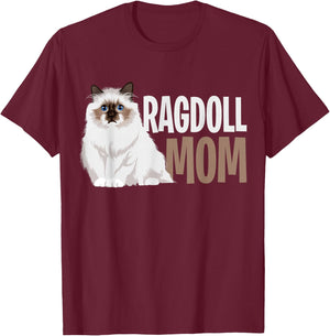 Ragdoll Cat Mom Funny Cat Owner Lovers ,Black,Small T-Shirt - T-Shirt | Maroon