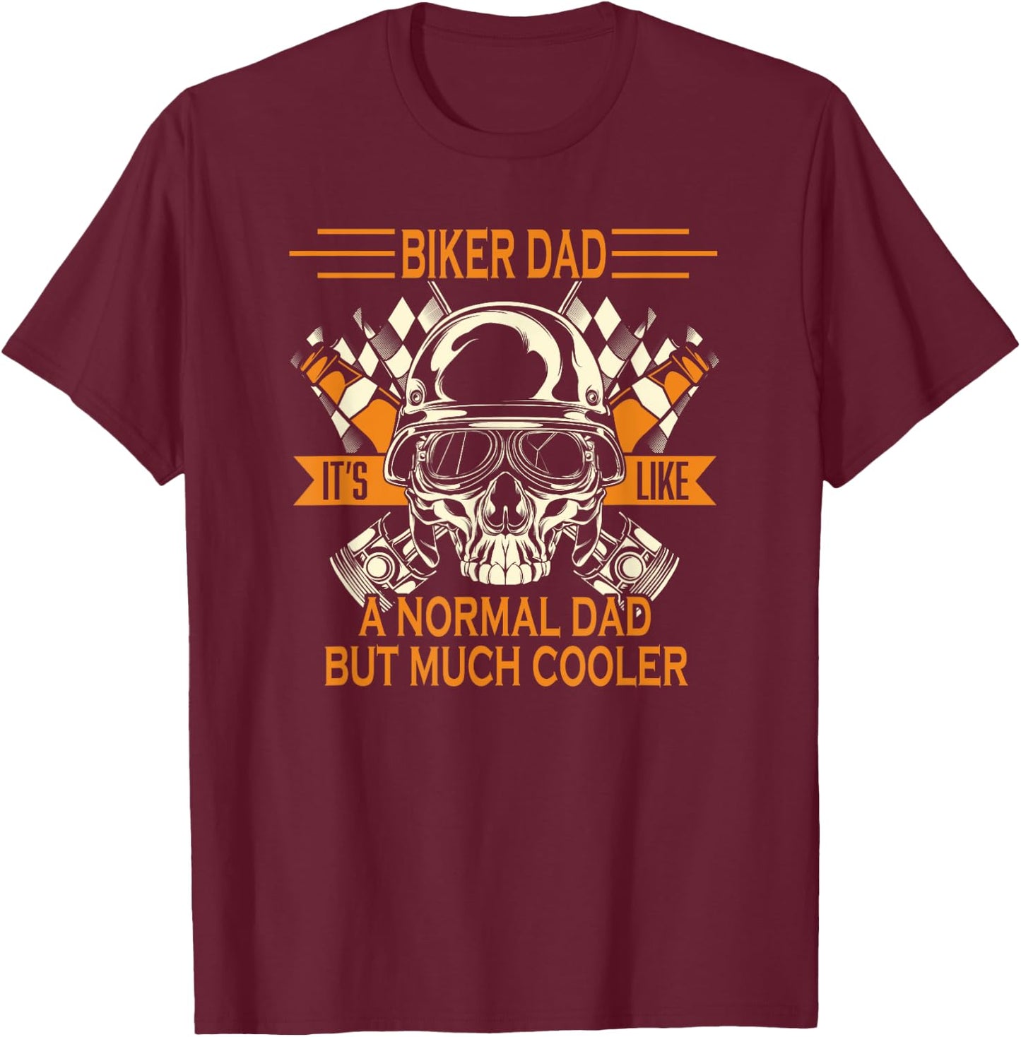 Retro Biker Dad Daddy Motorcycle Father's Day - Biker T-Shirt - T-Shirt | Maroon