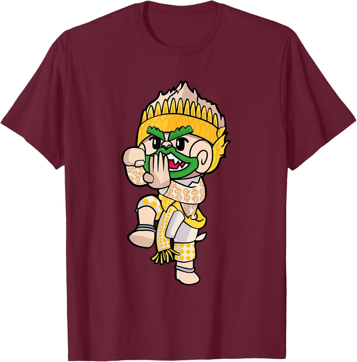 Cambodian Khmer Thai and Lao Hanuman Idol Monkey King T-Shirt - T-Shirt | Maroon