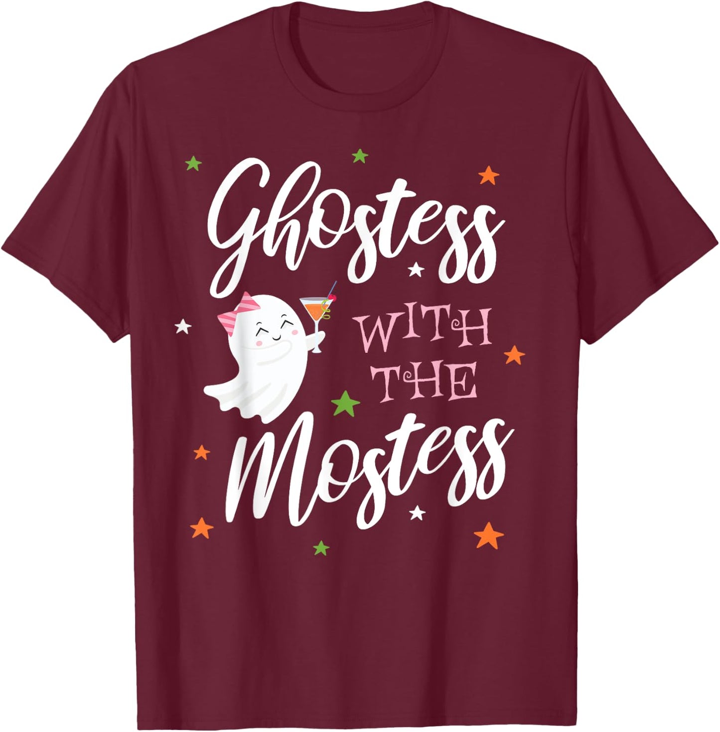 Halloween Party Ghost Ghostess with Mostess T-Shirt - T-Shirt | Maroon