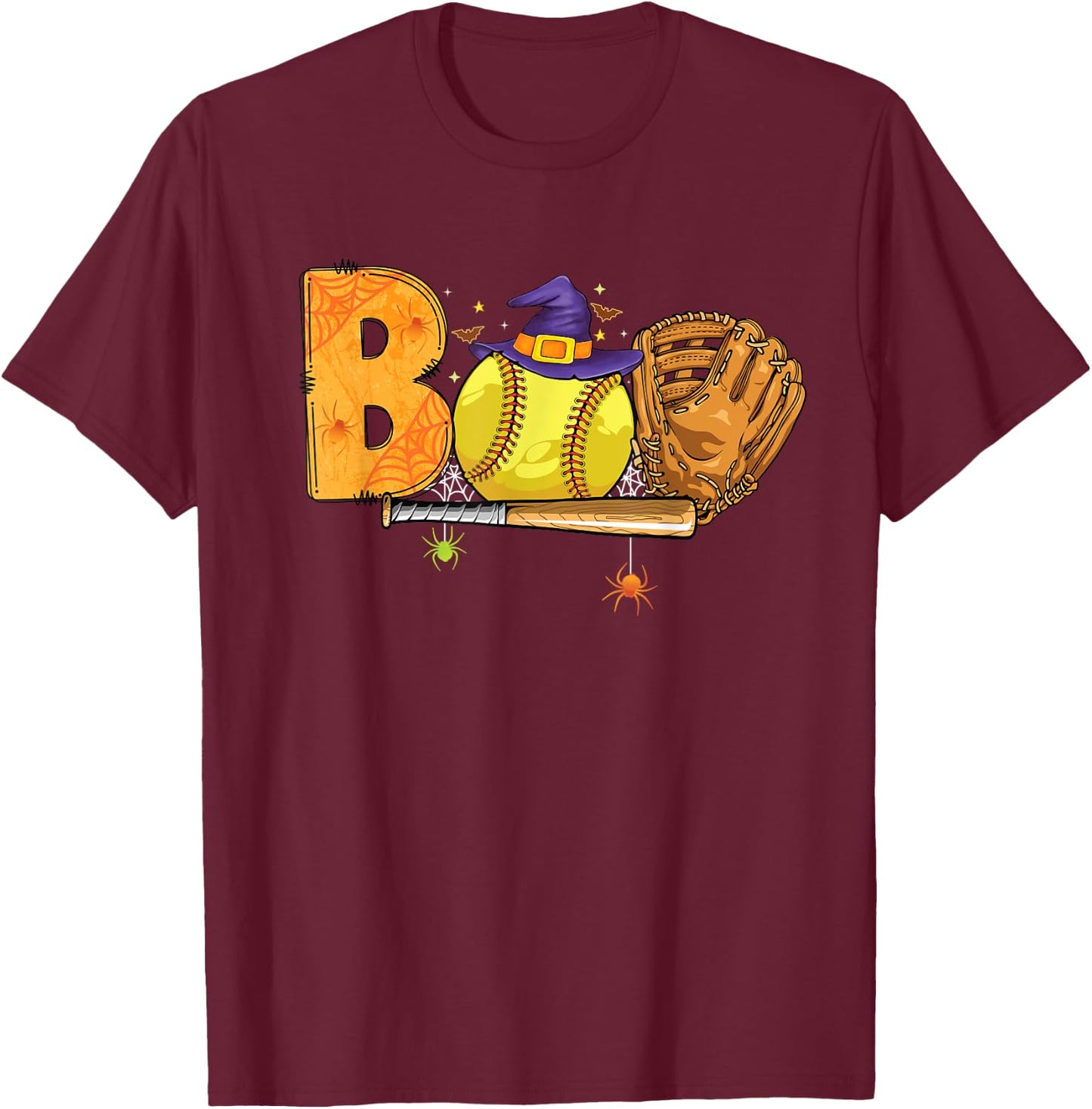 Boo softball Player Catcher Pitcher funny Halloween costume T-Shirt - T-Shirt | Maroon