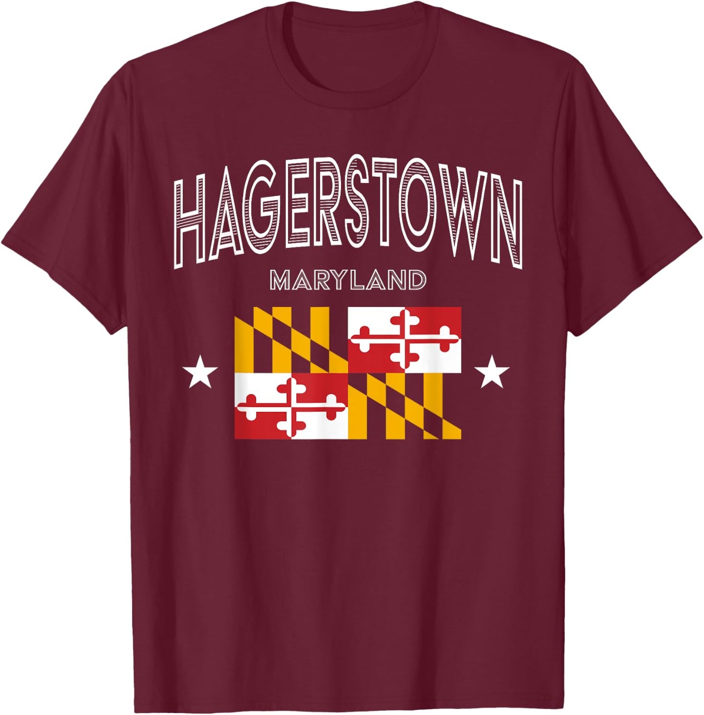 Retro Hagerstown Maryland MD Flag Sport Throwback T-Shirt - T-Shirt | Maroon