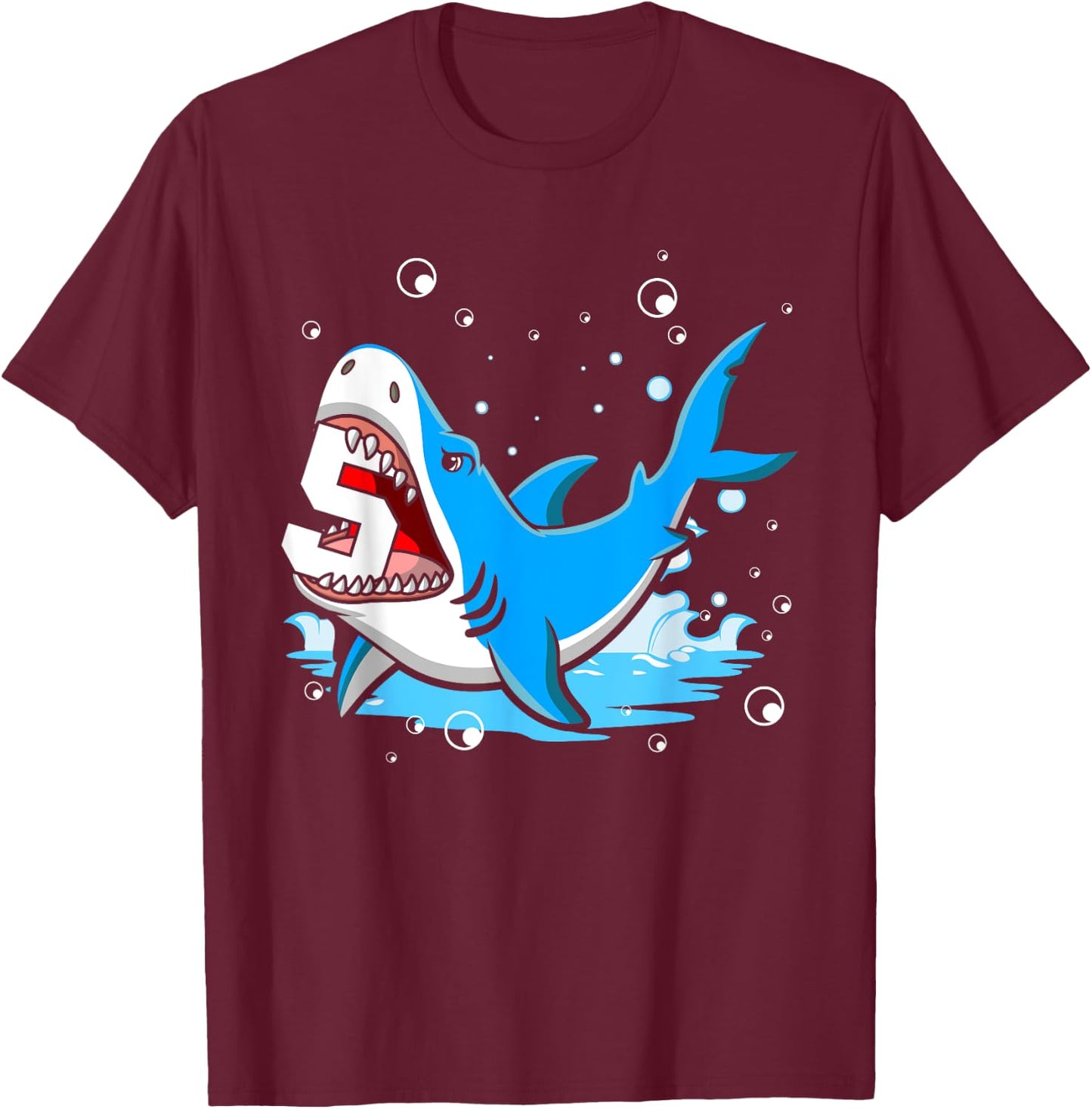 Kids Shark 5th Birthday Boys Funny Shark 5 yrs Old Birthday T-Shirt - T-Shirt | Maroon