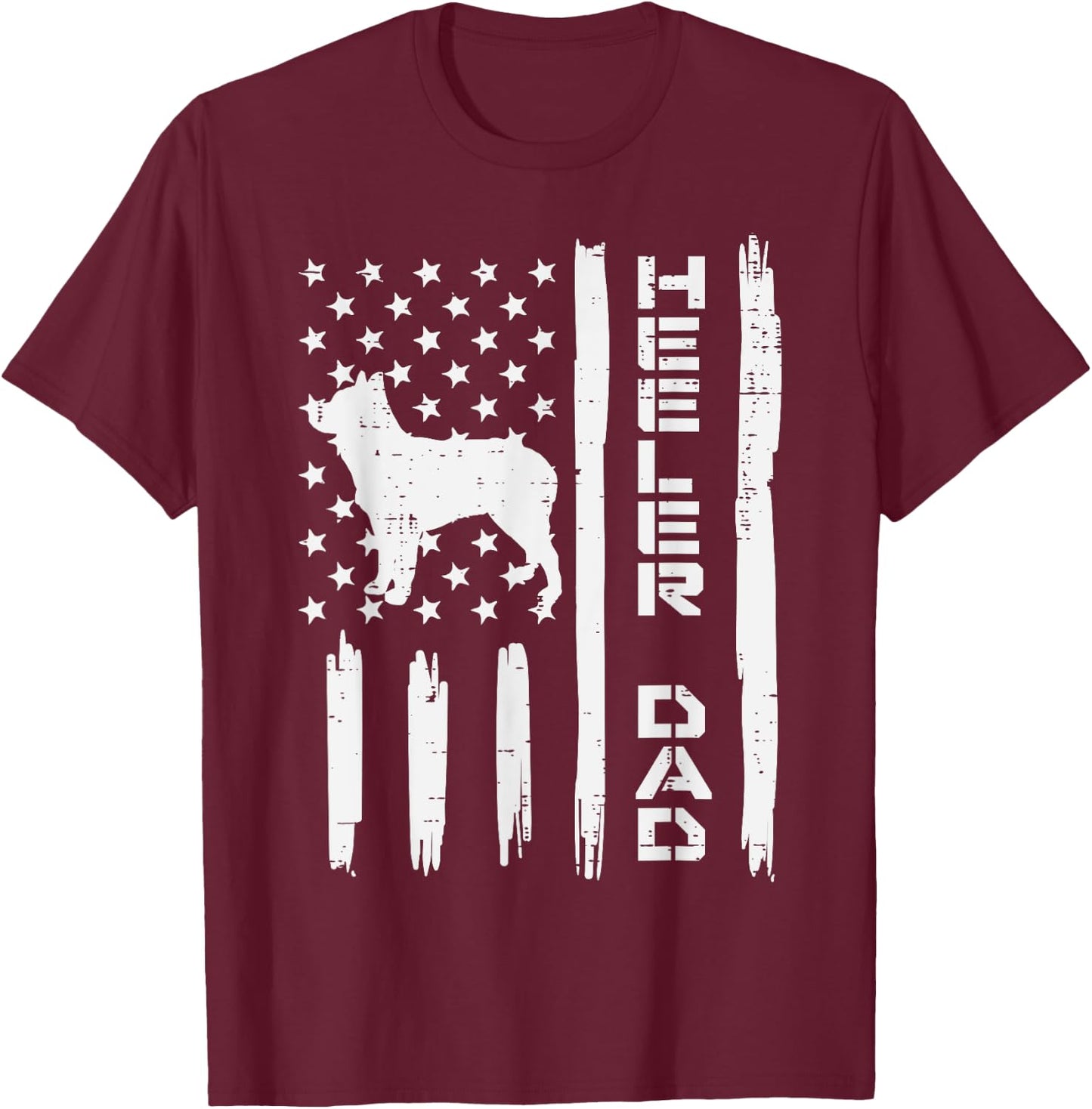 Heeler Dad Flag Vintage Blue Red Cattle Dog Patriot Men Gift T-Shirt - T-Shirt | Maroon