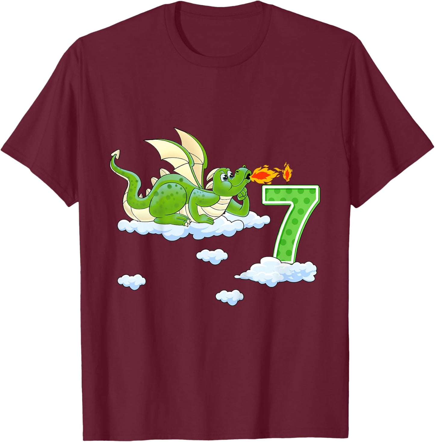 Kids Dragon 7 Year Old Birthday Outfit Boy Knight 7th Birthday T-Shirt - T-Shirt | Maroon