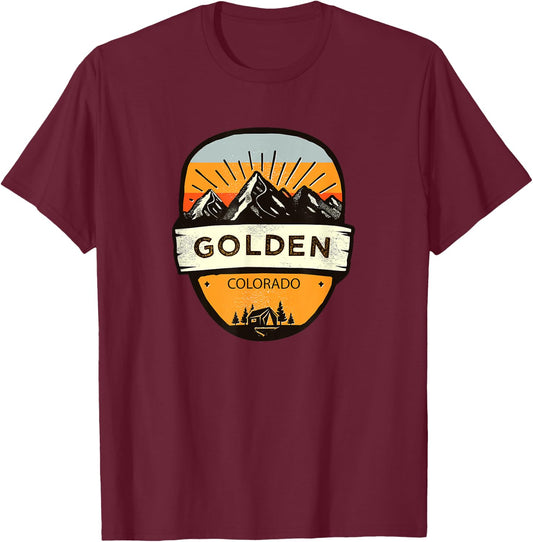 Retro Vintage Golden, Colorado Souvenir T-Shirt - T-Shirt | Maroon
