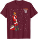 Funny Santa Claus Basketball Christmas Jumper T-Shirt - T-Shirt | Maroon