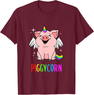 Piggycorn Pig Unicorn T-Shirt - T-Shirt | Maroon