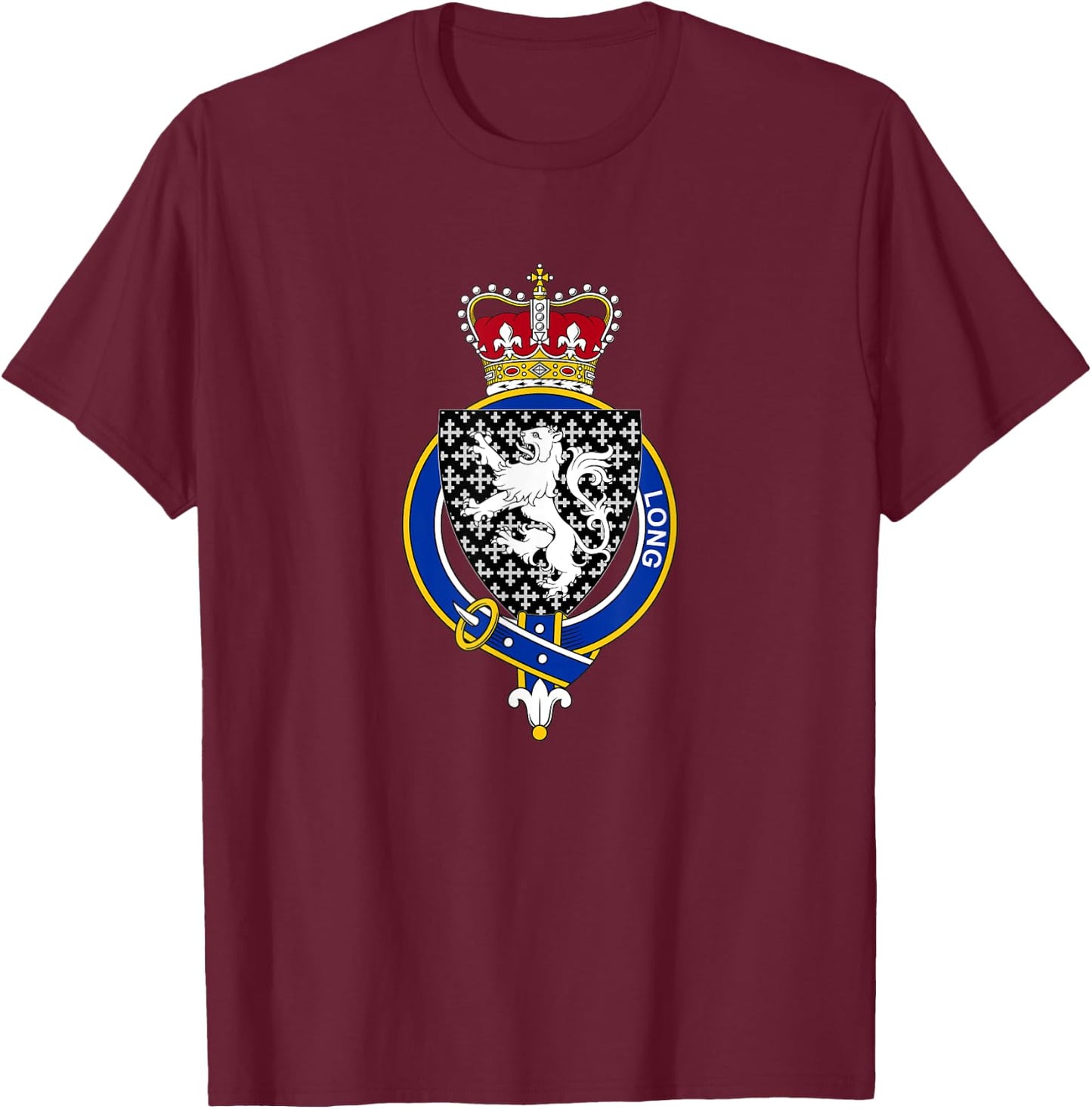 Long Coat of Arms - Family Crest T-Shirt - T-Shirt | Maroon