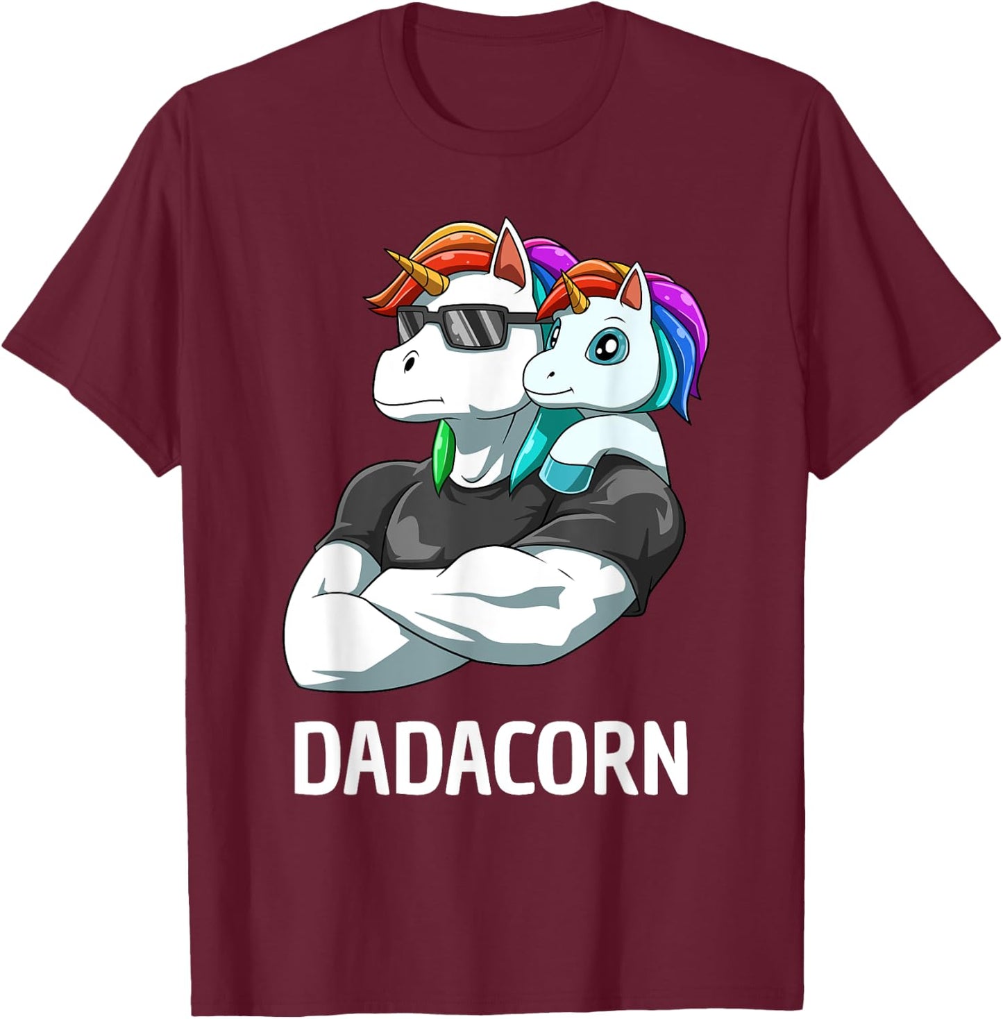 Dadacorn - Father Daughter Unicorns T-Shirt - T-Shirt | Maroon