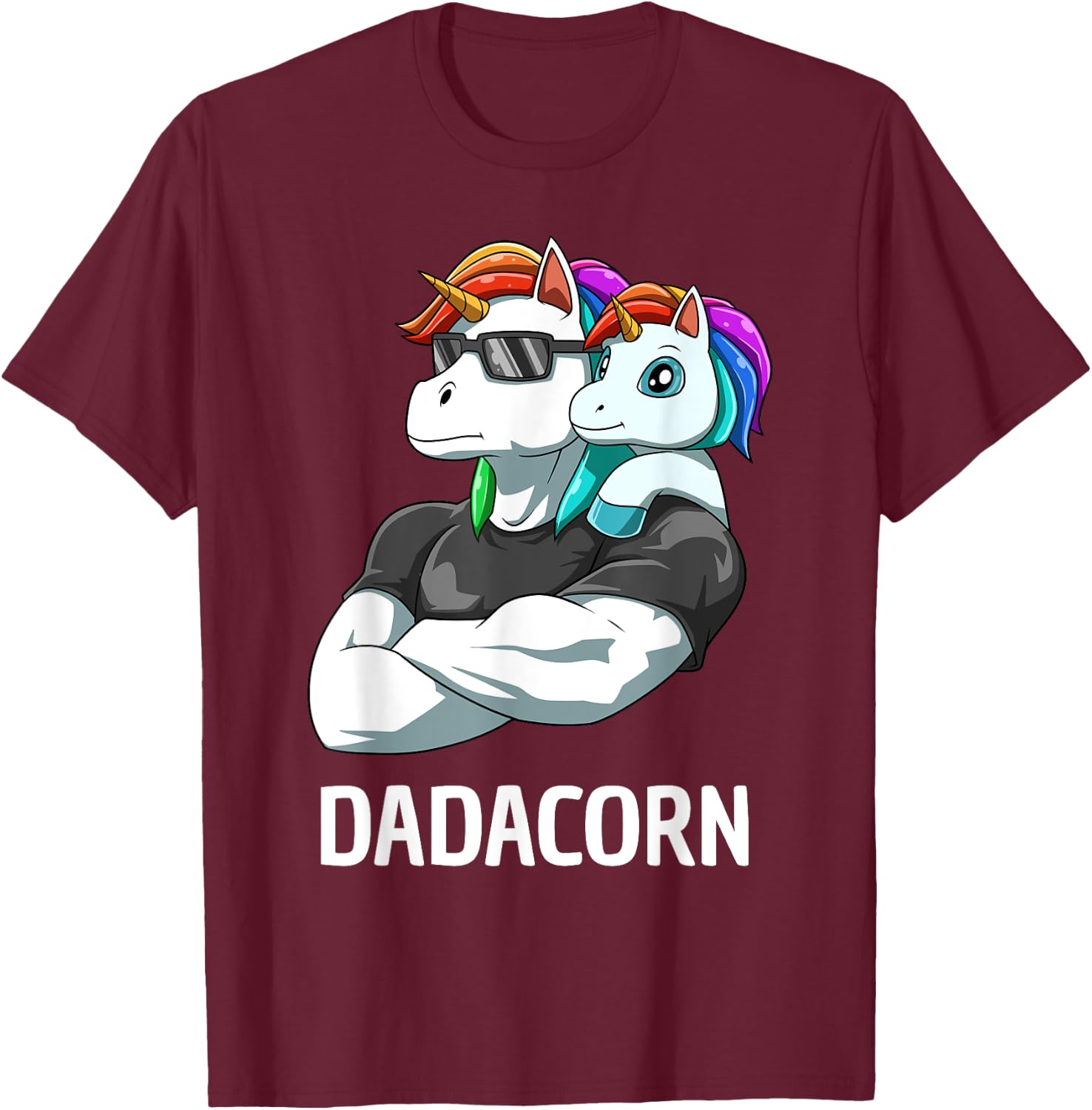 Dadacorn - Father Daughter Unicorns T-Shirt - T-Shirt | Maroon