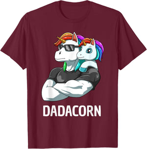 Dadacorn - Father Daughter Unicorns T-Shirt - T-Shirt | Maroon
