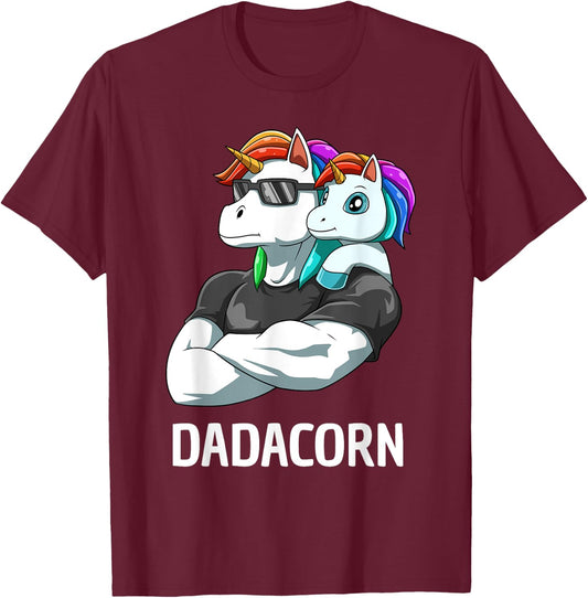 Dadacorn - Father Daughter Unicorns T-Shirt - T-Shirt | Maroon