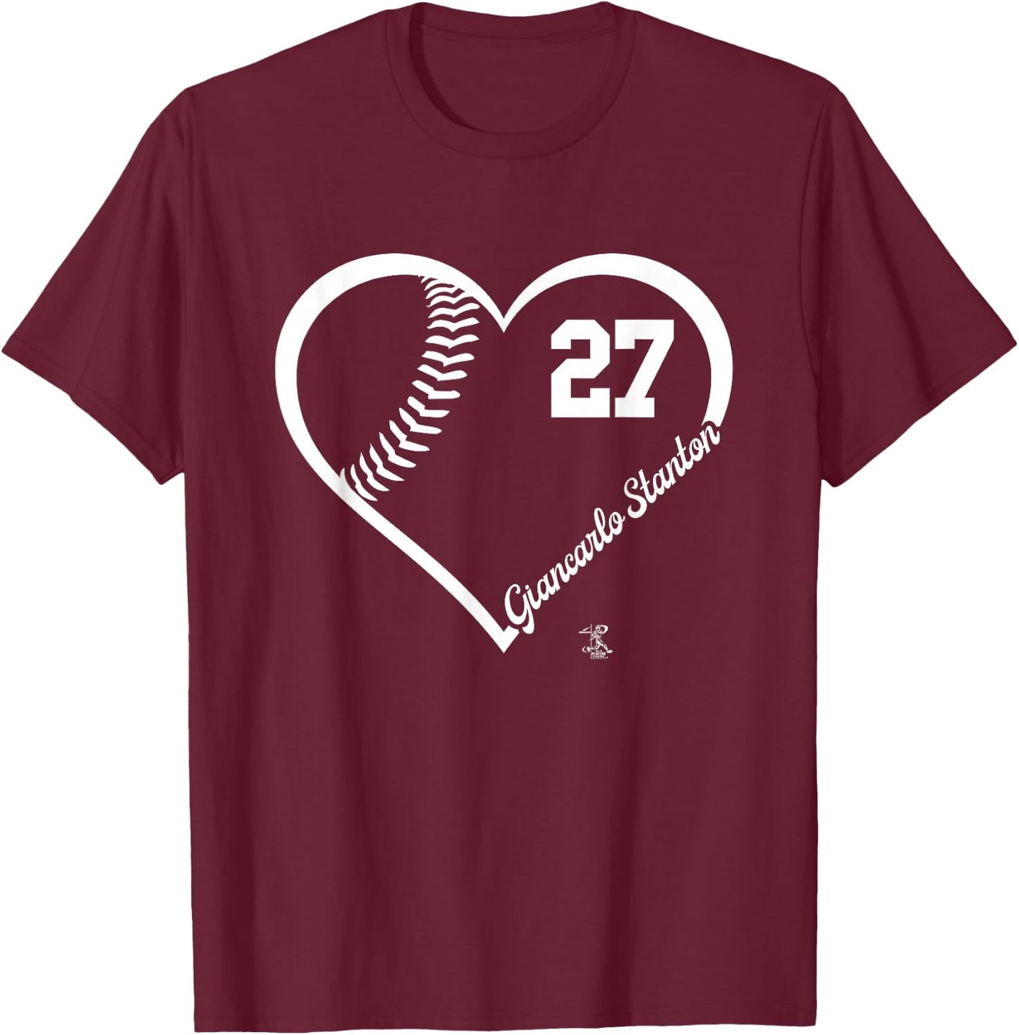 Giancarlo Stanton Player Heart Number New York MLBPA T-Shirt - T-Shirt | Maroon