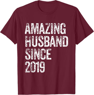 Amazing Husband Since 2019 6 Year Wedding Anniversary T-Shirt - T-Shirt | Maroon