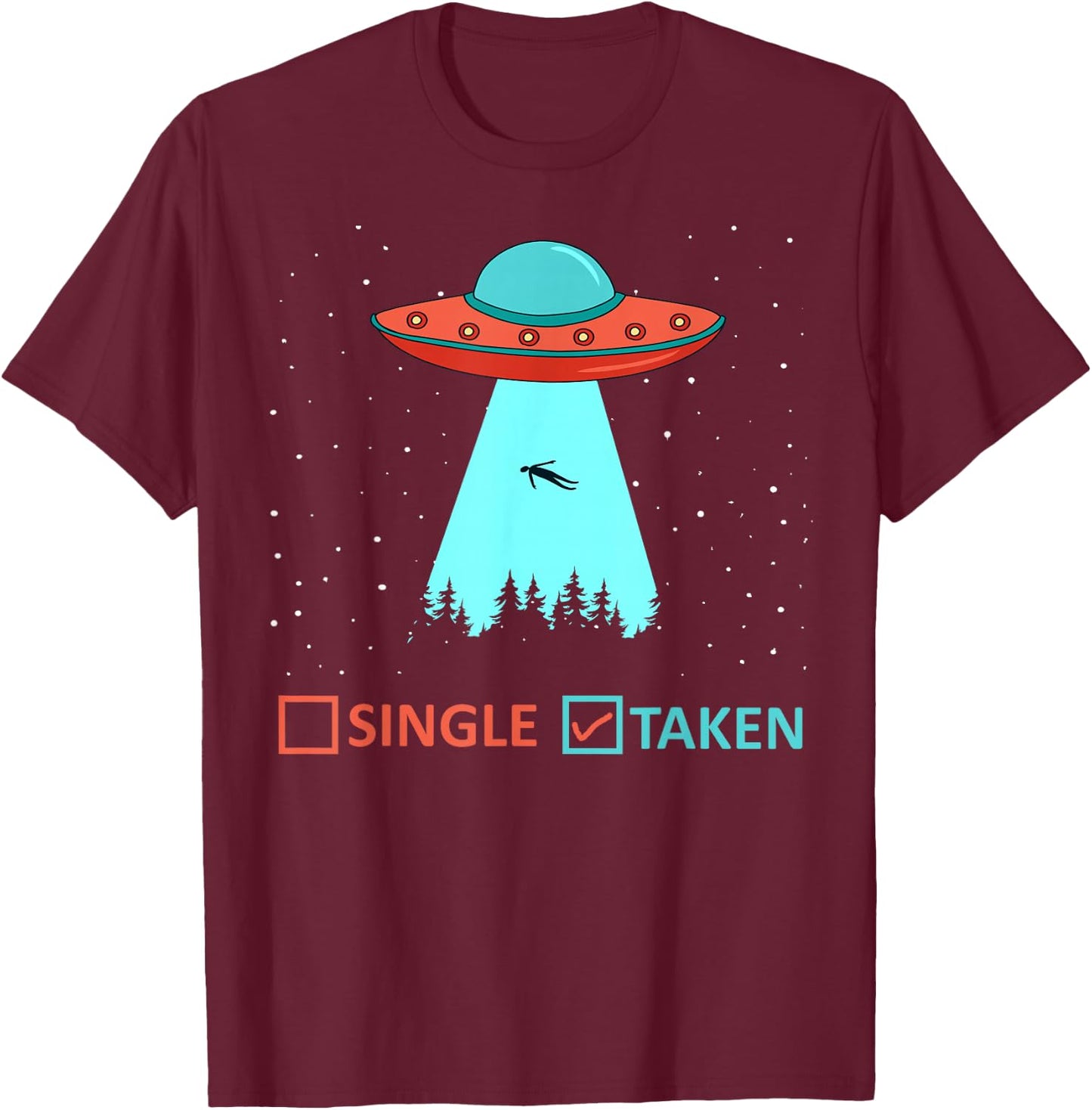 Alien Space Spaceship Space UFO Funny Alien T-Shirt - T-Shirt | Maroon