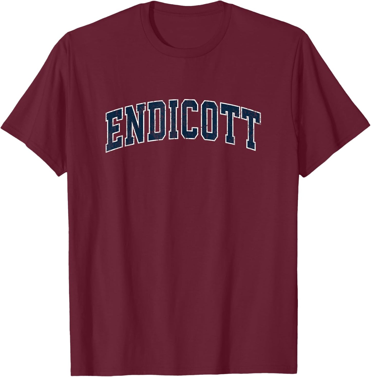 Endicott New York NY Vintage Sports Design Navy Design T-Shirt - T-Shirt | Maroon