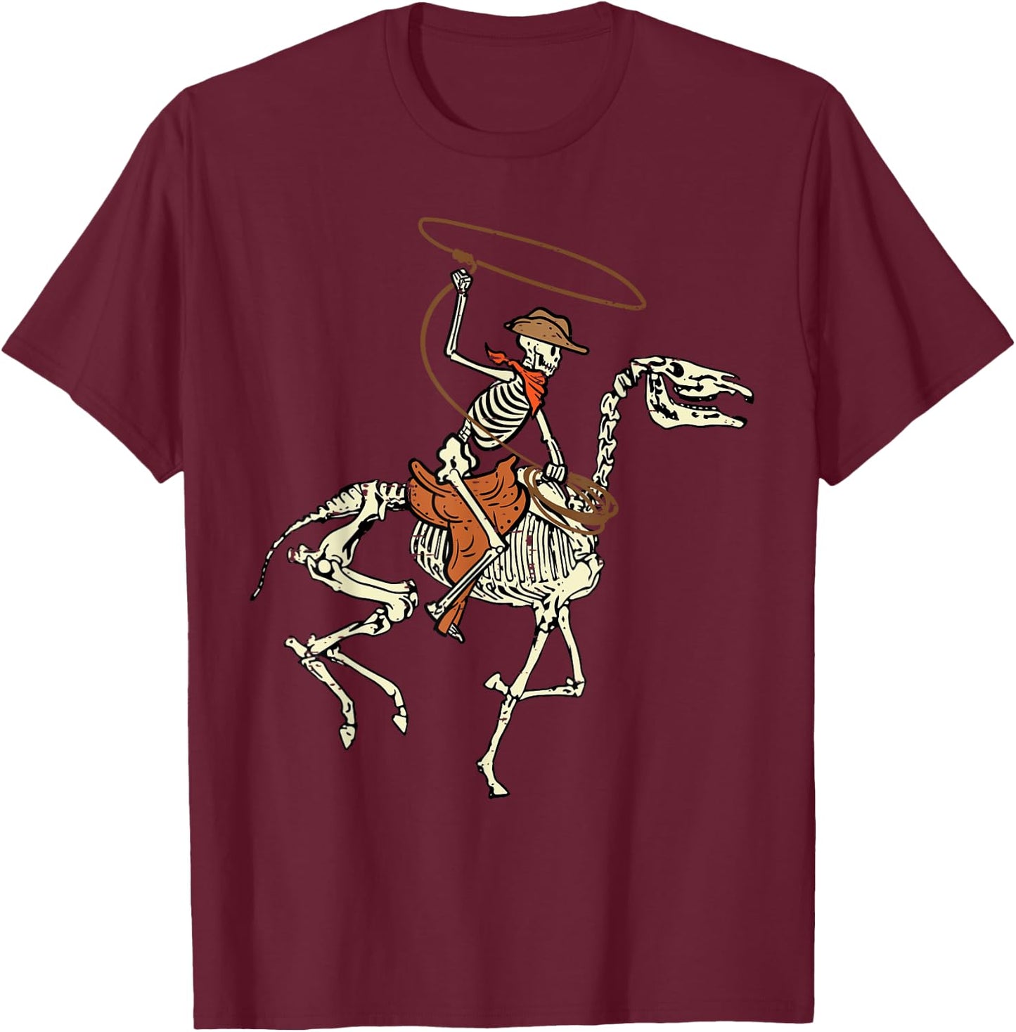 Halloween Cowboy Horse Skeleton Costume Men Boys Kids Women T-Shirt - T-Shirt | Maroon