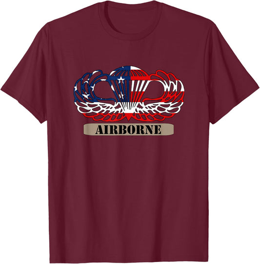 Airborne Paratrooper Jump Wings T-Shirt - T-Shirt | Maroon