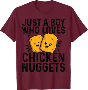 Chicken Nuggets Kids Just A Boy Who Loves Chicken Nuggets T-Shirt - T-Shirt | Maroon