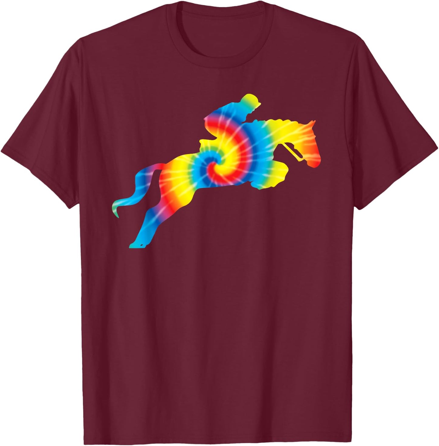 Tie Dye English Hunter Jumper Girl Riding Horse Gift T-Shirt - T-Shirt | Maroon