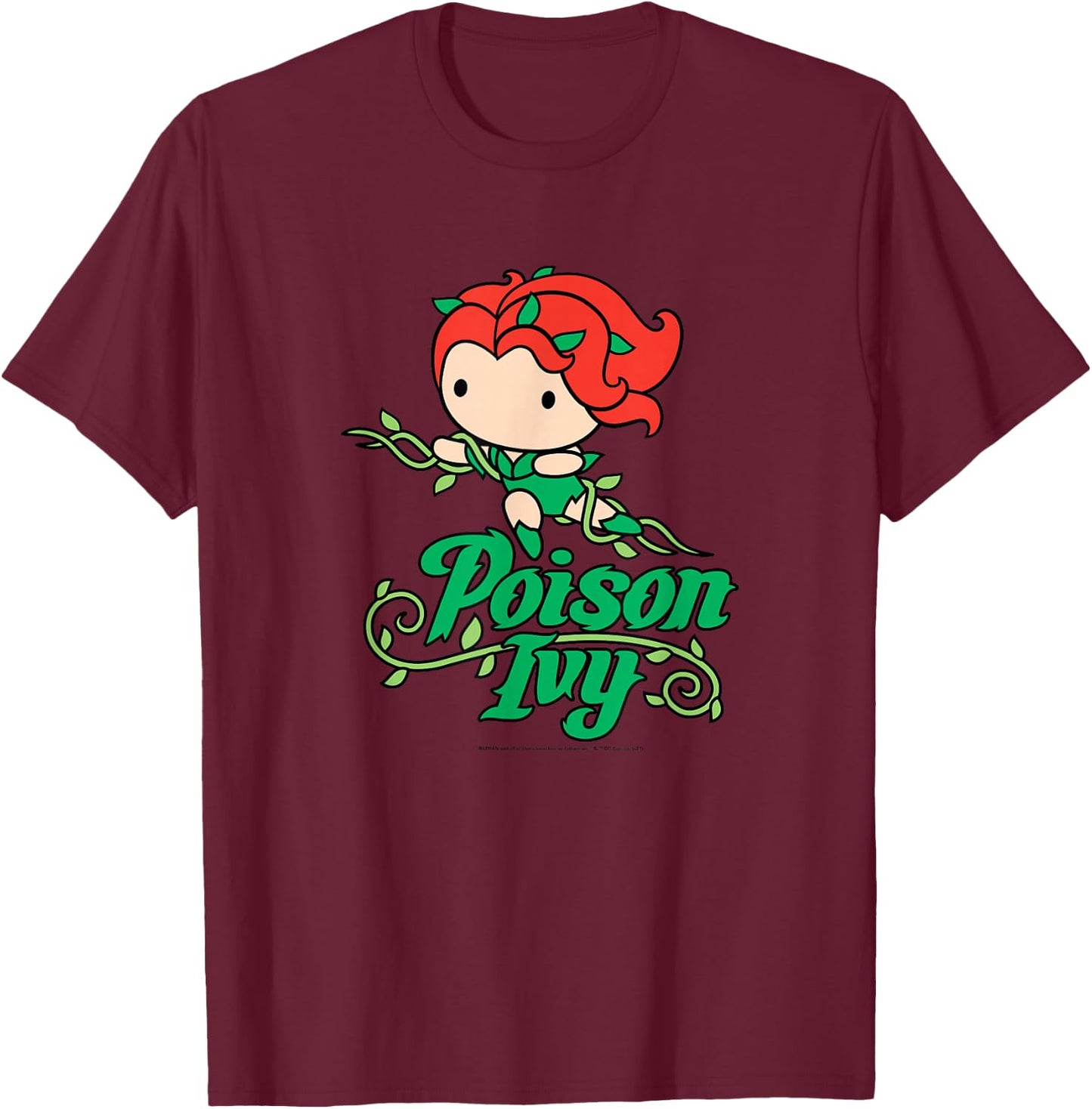 DC Comics Earth Day Poison Ivy with Vines Cartoon Style T-Shirt - T-Shirt | Maroon