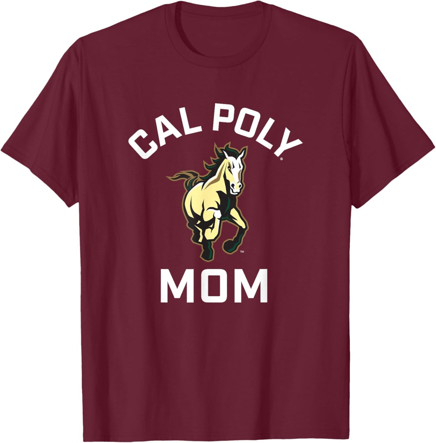 Cal Poly Mustangs Arched Mom T-Shirt - T-Shirt | Maroon