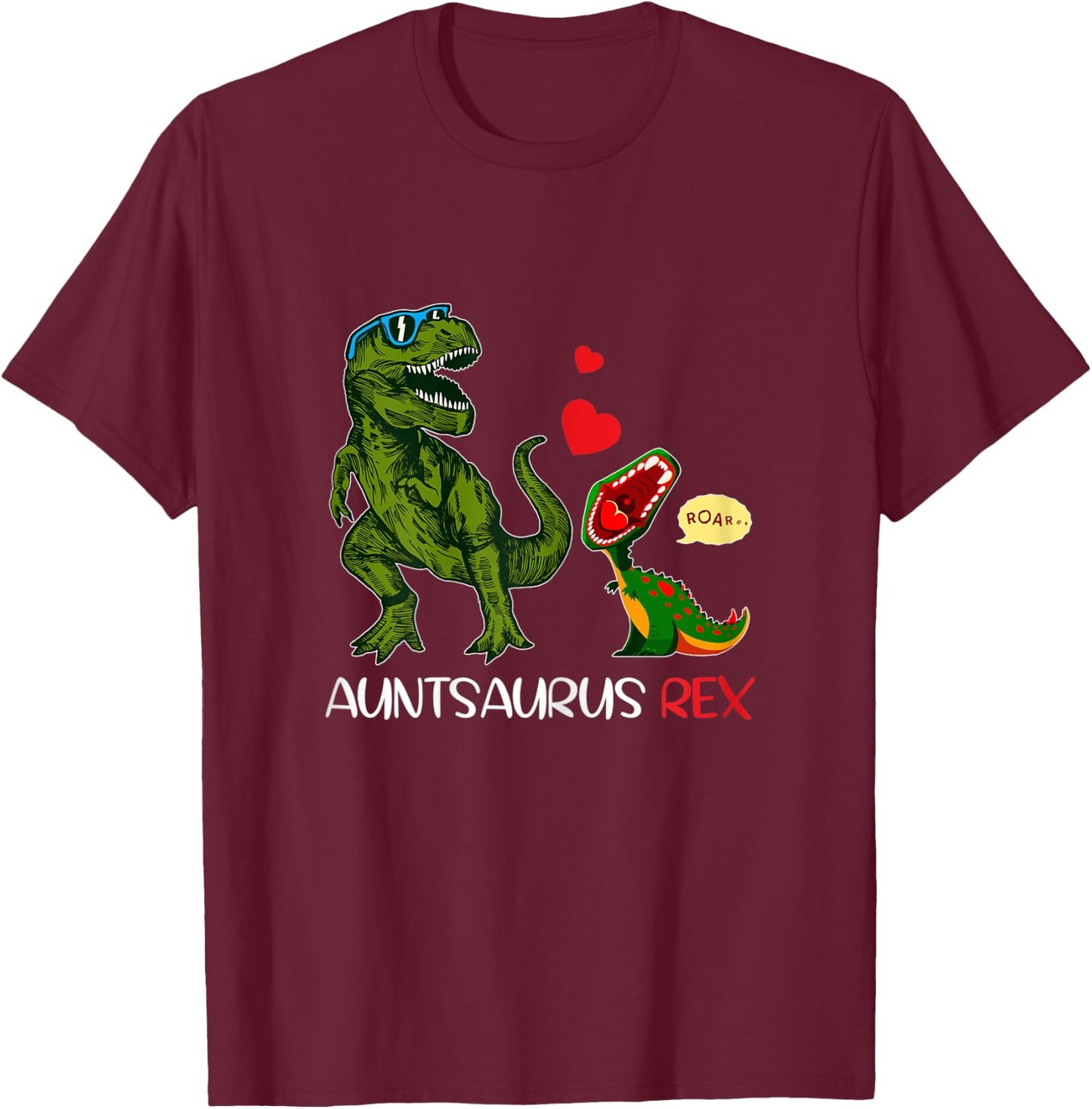 Auntie Saurus Rex Auntsaurus Dinosaur s Aunties T-Shirt - T-Shirt | Maroon