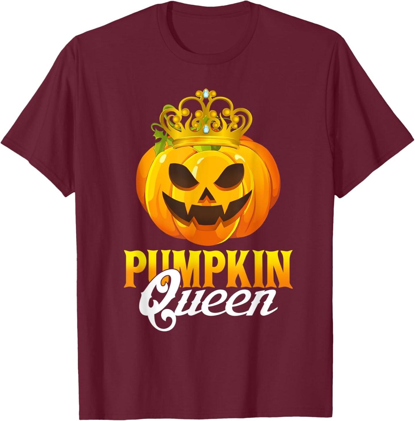 Vintage Pumpkin Queen Funny Pumpkin Couple Costume Halloween T-Shirt - T-Shirt | Maroon