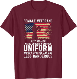Veteran Women Female Soldier Veterans Day Patriotic USA T-Shirt - T-Shirt | Maroon