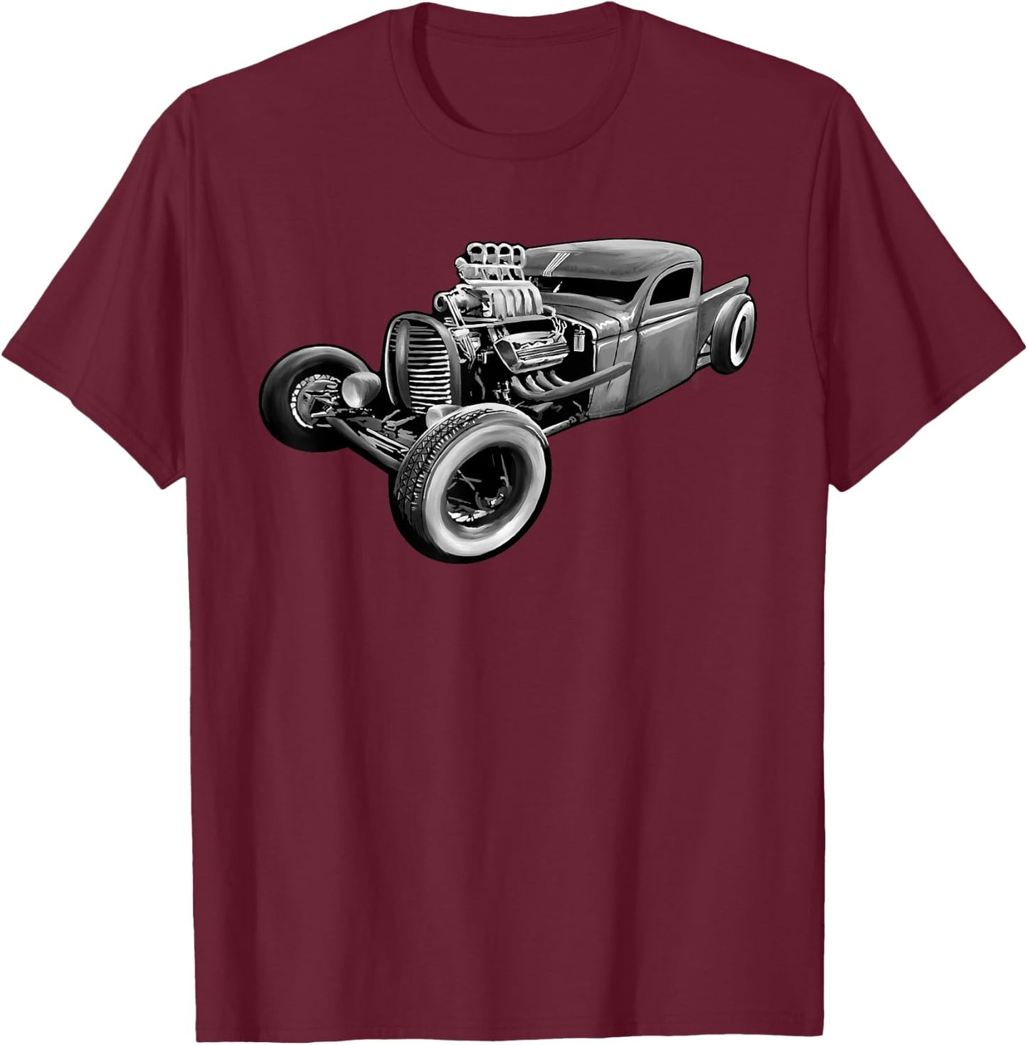 Rust Bucket Outline Funny Hot Retro Rod Diesel Cars Gift Men T-Shirt - T-Shirt | Maroon